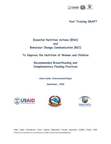 Post Training DRAFT Essential Nutrition Actions (ENA) and ...