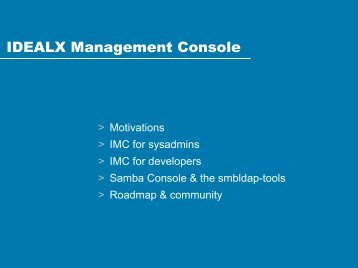 IDEALX Management Console - sambaXP