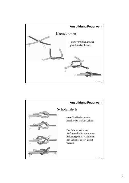 Knoten und Stiche - Feuerwehr Windeck