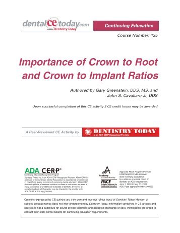 Importance of Crown to Root and Crown to Implant ... - DentalCEToday