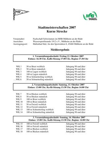 Stadtmeisterschaften 2007 Kurze Strecke