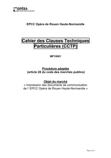 Cahier des Clauses Techniques ParticuliÃ¨res (CCTP) - OpÃ©ra de ...