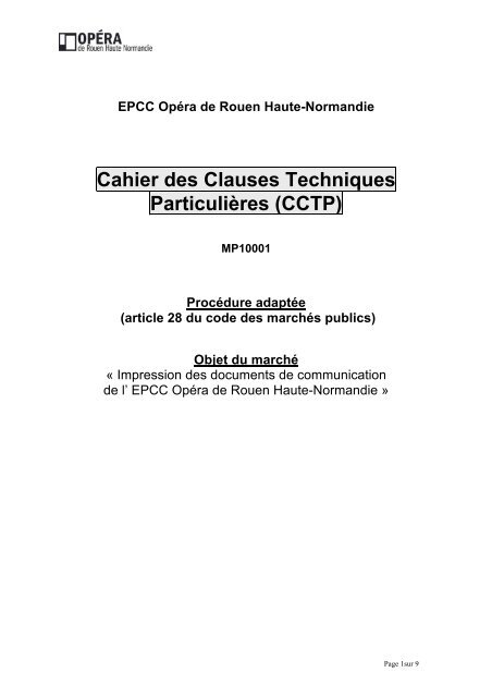 Cahier des Clauses Techniques ParticuliÃ¨res (CCTP) - OpÃ©ra de ...