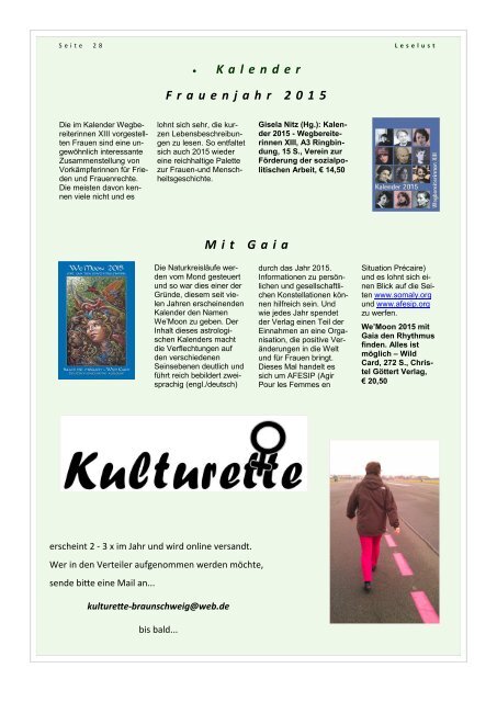 Liebe Kulturette-Leserinnen,