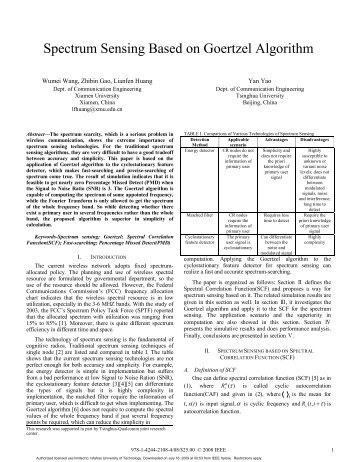 Spectrum Sensing Based on Goertzel Algorithm - M. Javad Omidi