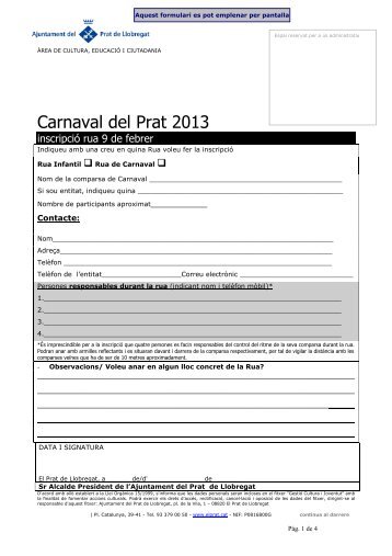 formulari - Ajuntament del Prat de Llobregat