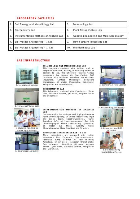 LABORATORY FACILITIES LAB INFRASTRUCTURE - Vidyanikethan