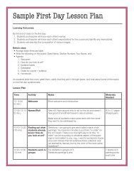 Sample First Day Lesson Plan - Academy of Art University