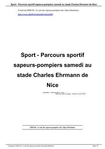 Sport - Parcours sportif sapeurs-pompiers samedi au ... - SDIS 06