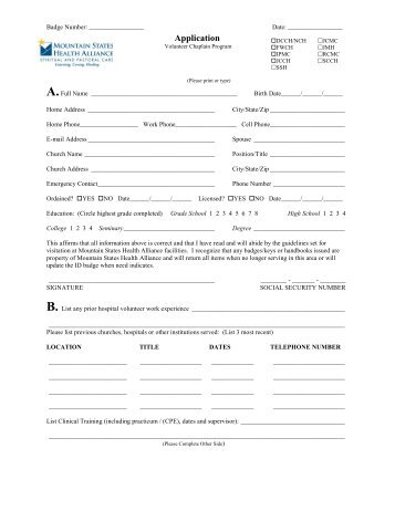 Printable Form - Mountain States Health Alliance