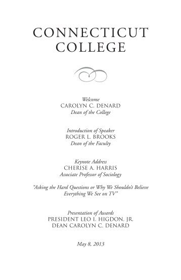 Honors and Awards Program 2013 - Connecticut College