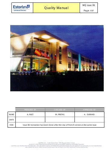 MQ Quality Manual (ISO 9001 & EN9100) - Esterline