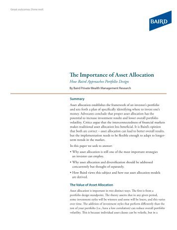 The Importance of Asset Allocation - Robert W. Baird