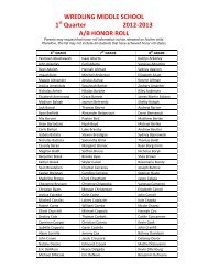 Quarter 2012-2013 A/B HONOR ROLL - Wredling Middle School