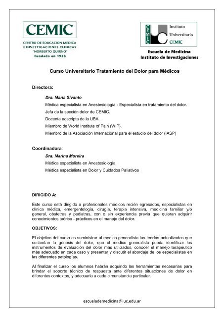 Medicos especialistas en manejo del dolor