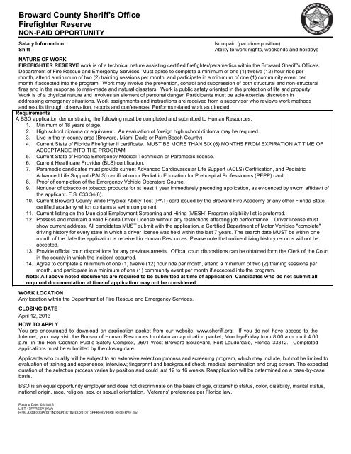 Application Package - Broward Sheriff's Office - Online Employment ...