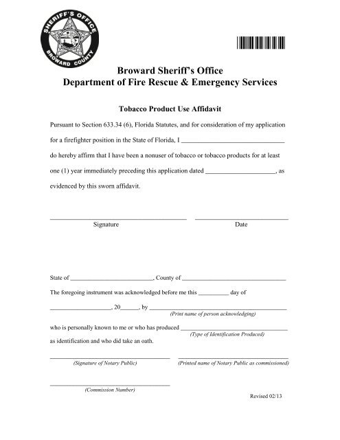 Application Package - Broward Sheriff's Office - Online Employment ...