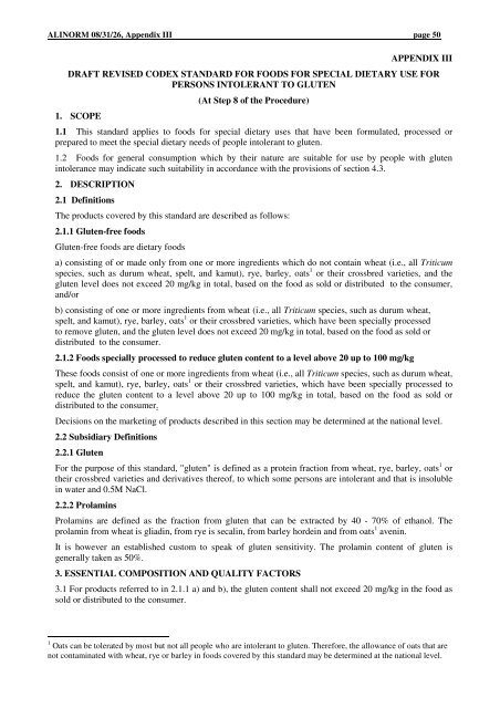 APPENDIX III DRAFT REVISED CODEX STANDARD FOR FOODS ...