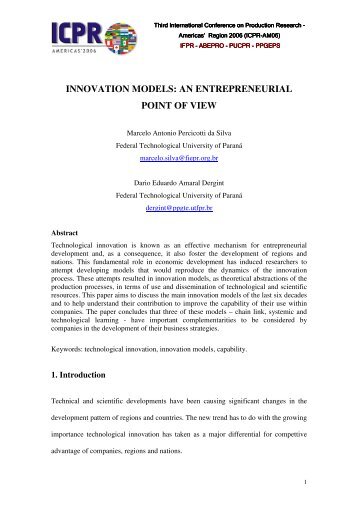 innovation models: an entrepreneurial point of view - PUCPR