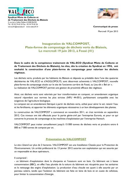 Inauguration de VALCOMPOST, Plate-forme de ... - val-eco