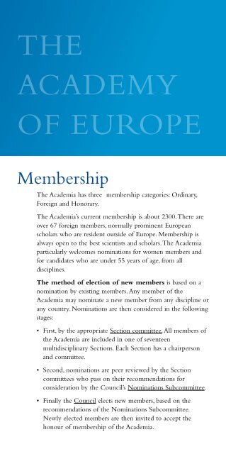 ThE AcAdEmy oF EuropE - Academia Europaea