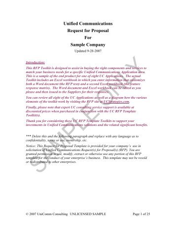 uc rfp template sample ucstrategies com