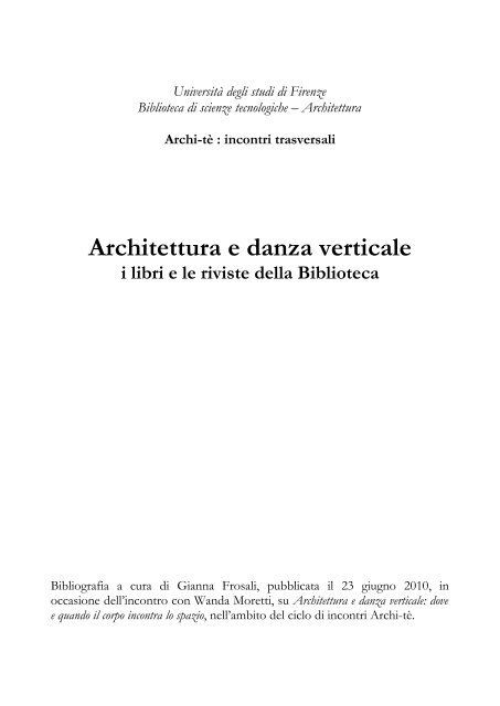 Bibliografia - Università degli Studi di Firenze