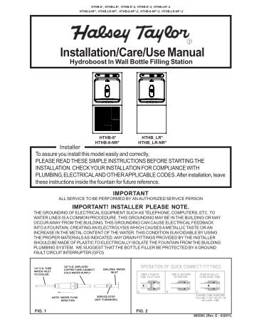Installation/Care/Use Manual - Halsey Taylor