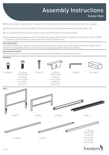 Assembly Instructions - Freedom Furniture