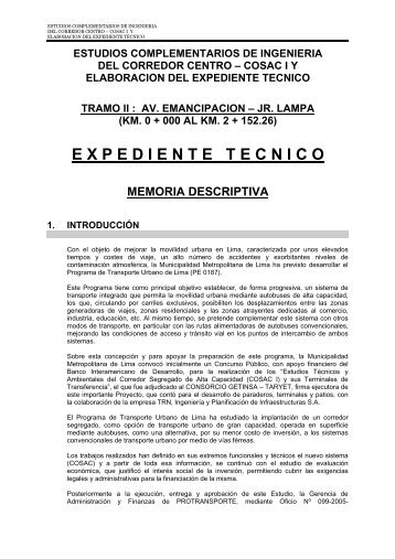 Informe final espediente tÃ©cnico Tramo 2 - Protransporte