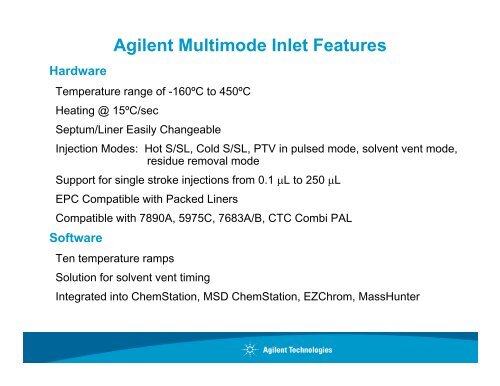 and Multimode Inlet for Drinking Water Analysis - Agilent Technologies