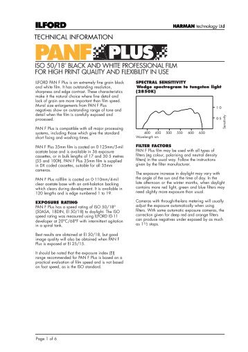 PAN F PLUS TECH INFO - the ILFORD PHOTO Website