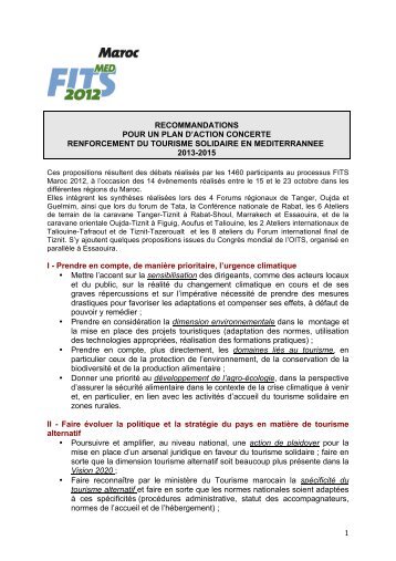 Recommandations FITS Maroc (25 oct 12) - Le tourisme solidaire