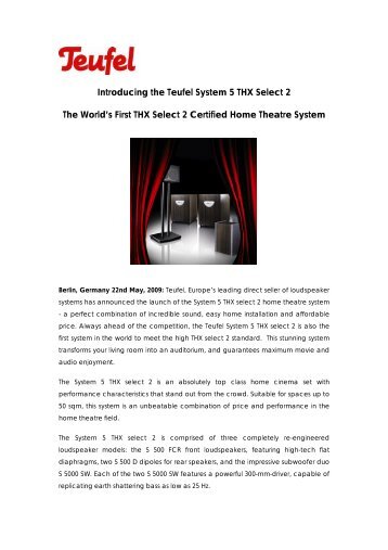 Introducing the Teufel System 5 THX Select 2 The World's First THX ...