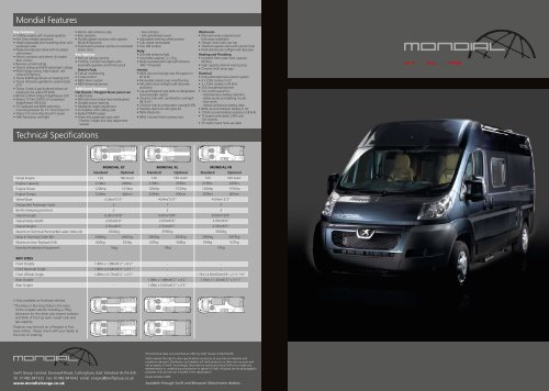 Mondial Features Technical Specifications - Swift Group