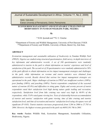 ECOTOURISM MANAGEMENT AND SUSTAINABLE UTILIZATION ...