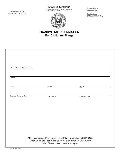 Personal Surety Bond Form Secretary Of State Louisiana