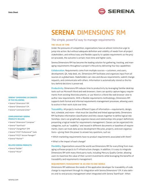 Serena Dimensions RM Datasheet - PVCS