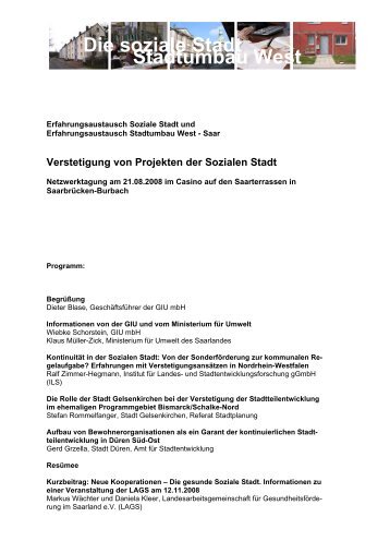 Verstetigung von Projekten der Sozialen Stadt