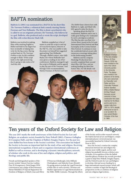 Issue 19, 2013 - Balliol College - University of Oxford
