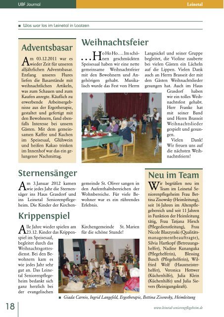 UBF Journal 01/2012 - Unternehmensgruppe Burchard Führer