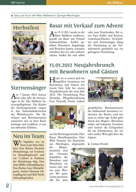 UBF Journal 01/2012 - Unternehmensgruppe Burchard Führer