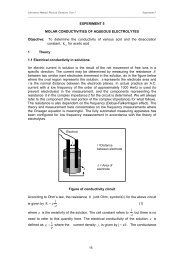 experiment 5: molar conductivities of aqueous electrolytes