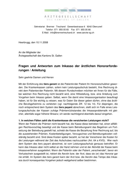 Fragen Und Antworten Zum Inkasso Der A Rztlichen Schaffhausen