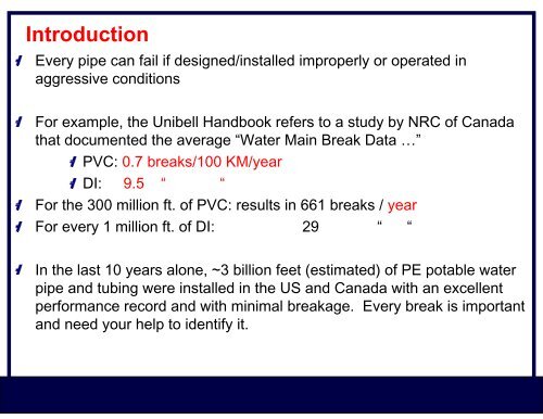 The lifecycle of current HDPE pipes in potable water applications