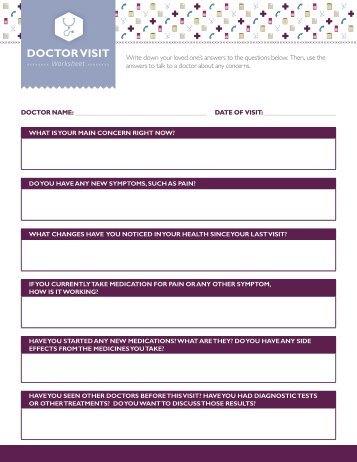 Doctor Visit Worksheet - CaregiverStress.com