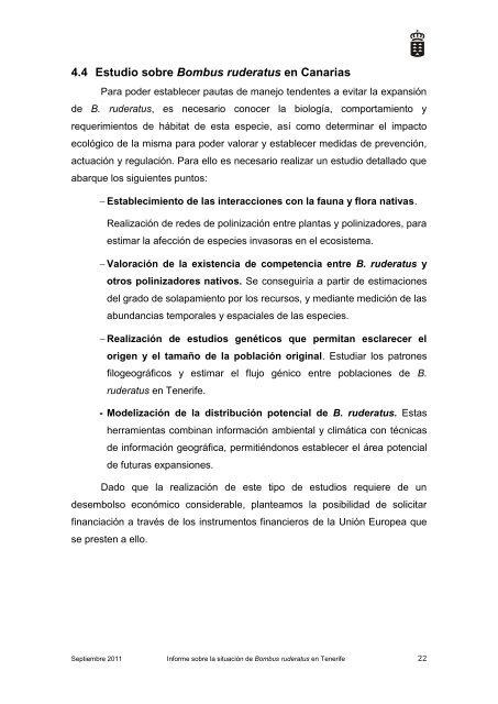 Informe sobre la situaciÃ³n de Bombus ruderatus ... - Interreg Bionatura