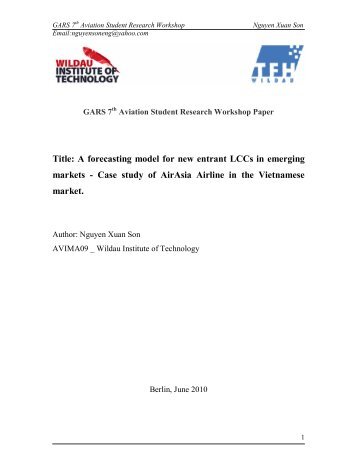 Title: A forecasting model for new entrant LCCs in emerging markets ...