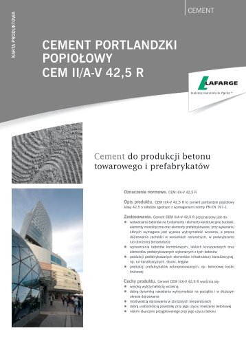 Karta produktowa cementu CEM II A-V 42,5 R - Lafarge