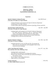 View resume - UNLV Libraries - University of Nevada, Las Vegas